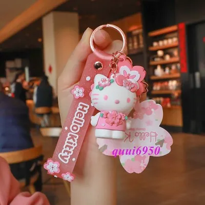 $7.99 • Buy Cute Pink Hello Kitty Sakura Keychain Keyring Bag Key Pendant Charm Girl Gift