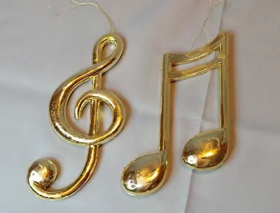 Musical Notes Christmas Ornament G Clef  Set Of 2 Vintage 5  1980s • $12.95