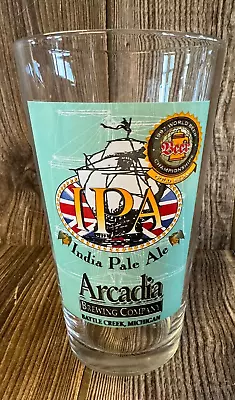 Vintage Arcadia Brewing Company Battle Creek Michigan Nice IPA Logo Pint Glass • $15