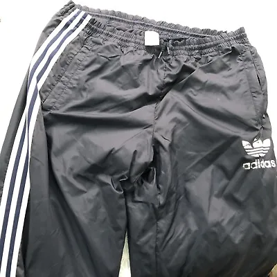 Adidas Wind Wet Look Silky Retro NYLON Track Pants L Vtg Shiny Cal Surf 34 • £29