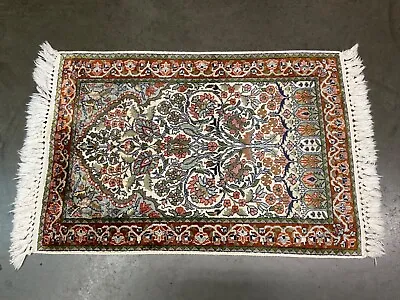 Vintage Hand Knotted Made (India)  Silk Prayer Rug 2' 9.5  X 2' W/Pad • $225