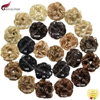 $6.59 • Buy Large Curly Messy Rose Bun Hair Piece Scrunchie Ponytail Natural As Human Hair