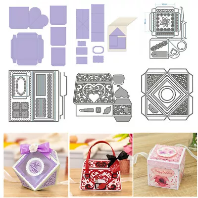 Die Cuts 3D Gift Box Handbag Metal Cutting Dies Scrapbooking Paper Craft Making • £5.98