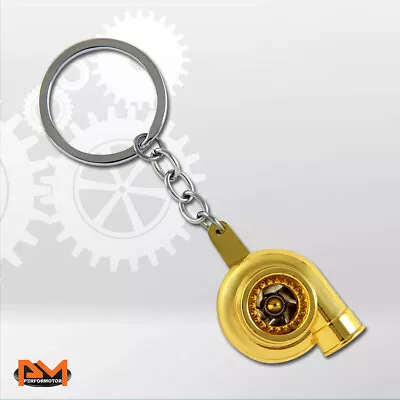 Spinning Turbo Charger Compressor Style Car Keychain Alloy Keyring Keyfob Gold • $6.59