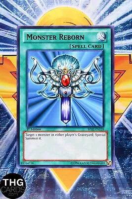 Monster Reborn BP02-EN128 1st Edition Black Rare Yugioh Card • £2.09