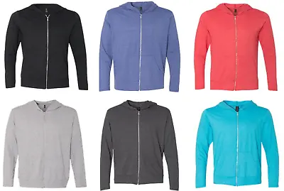 Mens T Shirt Zipper Hoodie - Long Sleeve -Light Weight 4.8 OZ (Kangaroo Pocket ) • $17.99