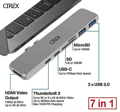 7 In 1 USB-C Type C HD Output 4K HDMI USB 3.0 Adapter HUB For MacBook Pro Cirex • $29.50