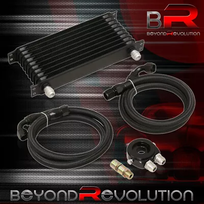 10AN 9 Row Turbo Super Charger N/A Oil Cooler + Relocation Adapter +Lines Black • $99.99