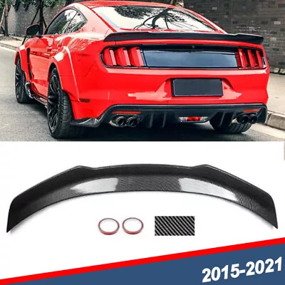 For 2015-2021 Ford Mustang GT H-Style Carbon Fiber Look Rear Trunk Spoiler Wing • $81.99