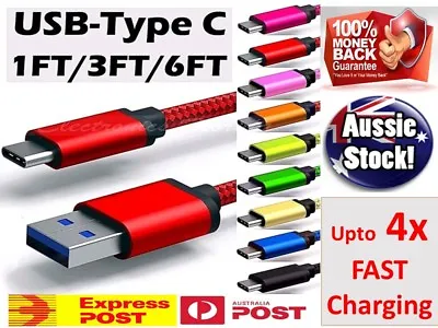 Fast Charger USB C Type-C Data Cable For Samsung S8 S10 S20 S21 Ultra Plus Note9 • $5.83