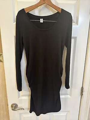 Old Navy Black Maternity Long-Sleeve  Jersey-Knit Bodycon Dress Size Medium • £1.61