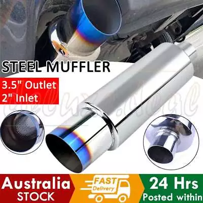 Exhaust Muffler 2  Inlet 3.5  Outlet Steel Car Exhaust Tip Burnt Universal AU • $46.54