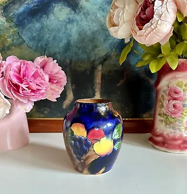 Stunning Art Deco C1930s H&K Tunstall  Autumn  Blue Lustre Fruit Pattern Vase • $35.21