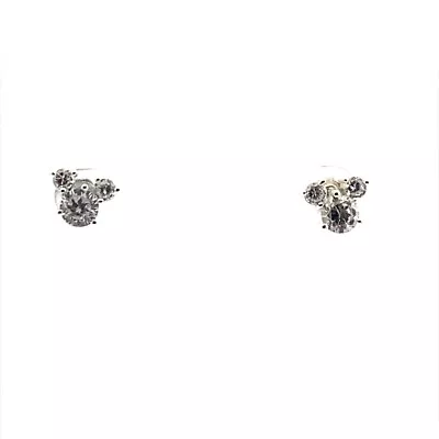 Disney Mickey Mouse Ears Sterling Silver & Cubic Zirconia Stud Earrings! 189 • $24.99