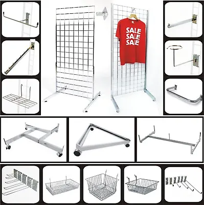 £4.99 • Buy Gridwall Panel Grid Mesh Hooks Prongs Chrome Accessories  Shop Display Stand