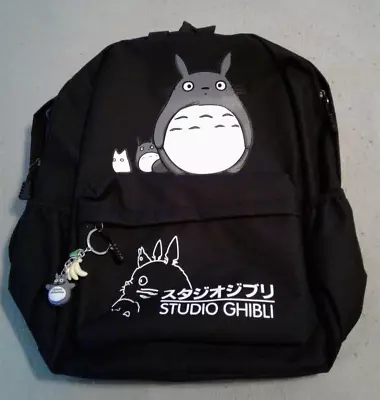 Studio Ghibli My Neighbor Totoro Black 15  School Backpack W/ Keychain Very Nice • $30