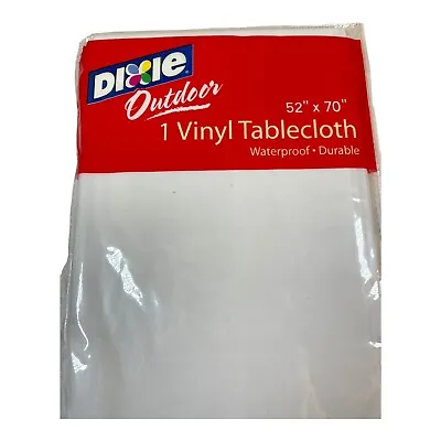 Vintage Picnic Table Dixie Outdoor Vinyl White Tablecloth 52” X 70” Oblong Party • $9.74