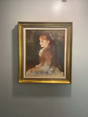 Gold Framed Portrait By Renoir Mademoiselle Little Irene Cahen D'Anvers 21x25 • $150