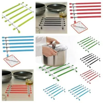 £12.99 • Buy Kitchen Trivet Worktop Saver Hot Pot Pan Stand Rack Silicon And Stainless Steel