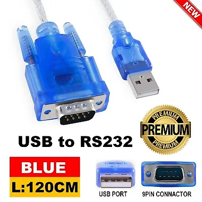 USB To 9 Pin RS232 Cable COM Port Serial Adapter Converter 2.0 WINDOWS 11/10/7 • $9.49