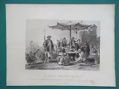 CHINA Rice Sellers At Military Station - 1841 Antique Print T. Allom • $35