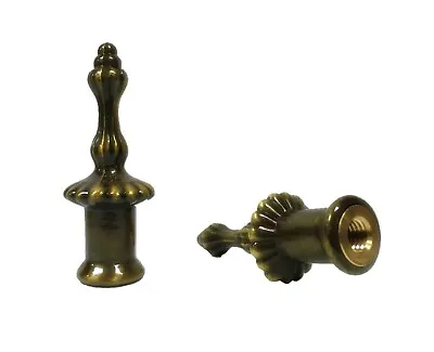 Lamp Finial-Pair Of 2  Antique Brass Finish PILLAR Finials-Dual Thread • $8