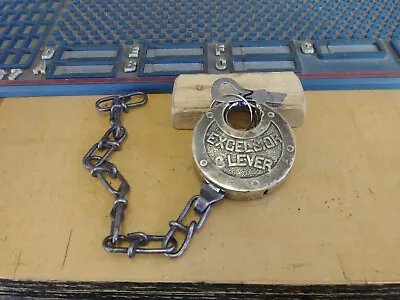 Antique/vintage EXCELSIOR 6 Lever Push Key Pancake Padlock W/orig Key L2 • $50.36