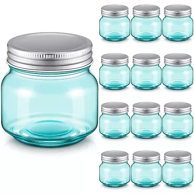 12 Pcs Blue Mason Jars 8 Oz Regular Mouth Canning Jars Vintage Small Glass Ja... • $36.79