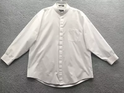 Daniel Ellissa Men's Band Collar Long Sleeve Dress Shirt White Size 18 1/2 • $22.49