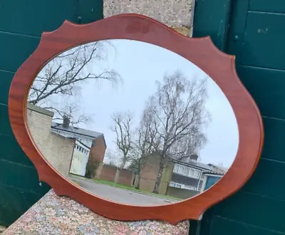 Framed Dark Wood Oval Hall Mirror • £25