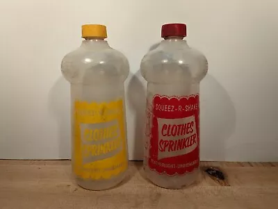 Vintage Squeeze R Shake Clothes Sprinkler Plastic Bottles Set Of 2 St Louis MO • $18.95