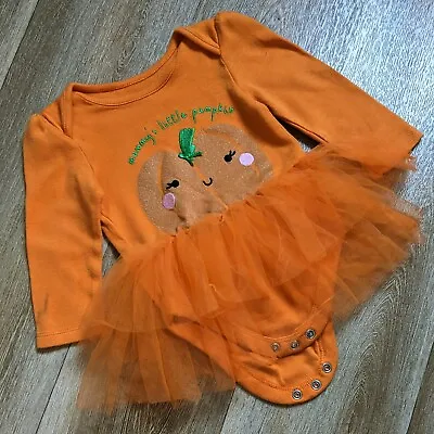 Baby Girls Halloween Costume Pumpkin Tutu Romper/Vest Age 6-9 Months • £1.75