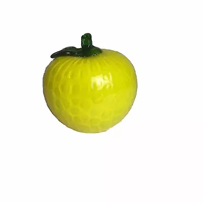 Art Glass Fruit Yellow Murano Style Blown Glass Golden Delicious Apple Vintage  • $16.99