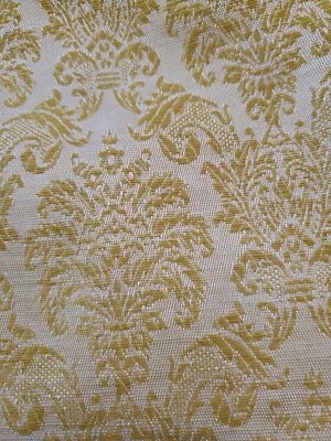 Vtg Jacquard 60's 70s Curtains/Drapes 2 Pair Damask 2 Tone Gold Two 39 & Two 41  • $39.99