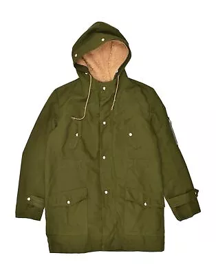 VINTAGE Mens Hooded Overcoat UK 40 Large Green BA62 • $40.37