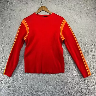 Vintage Meister Sweater Mens Medium Red Orange Yellow Ski Jumper Acrylic 70s 80s • $58.83