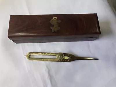 Brass Proportional Divider Vintage Solid W/Wooden Box Marine Navigation Compass • $76.99