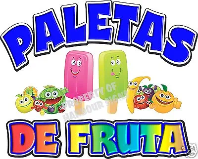 Paletas Popsicles  Fruit Concession Cart Food Truck Van Decal 24  Vinyl  Menu  • $37.99