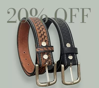 Handmade Men's Western Belt Genuine Full Grain Leather With Removable Buckle • $23.99