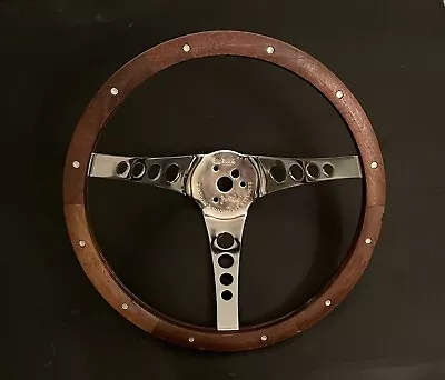 Superior “The 500” Walnut Wood Woodgrain 3 Spoke Steering Wheel 13.5” Hot Rod • $199