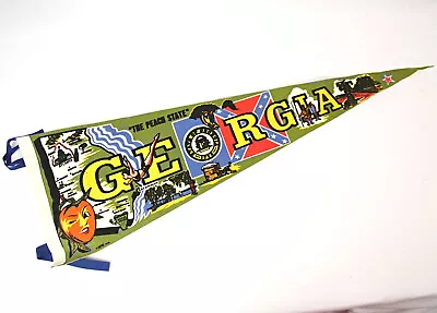 Vintage Georgia Peach State Felt Banner Pennant Flag Souvenir 8  X 25  1960s • $16.95