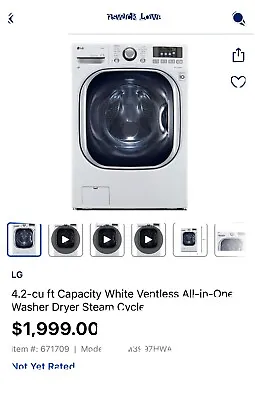 LG An All-in-One Ventless Washer/Dryer WM3997HW • $1100