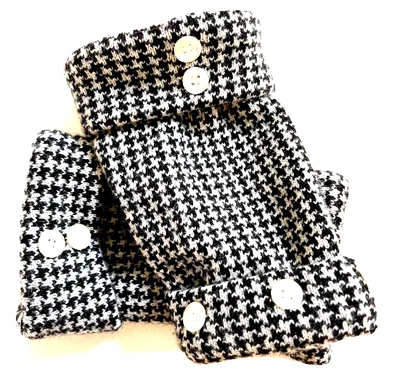 $28.49 • Buy Fingerless Gloves Black White 100% Cashmere S - M Small - Medium Arm Warmer Cuff