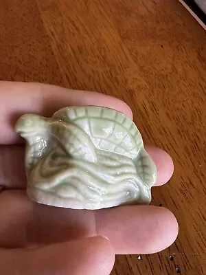 Cute Vintage Small Miniature Porcelain Green Turtle Decor Beach Tortoise Gift • $8.99