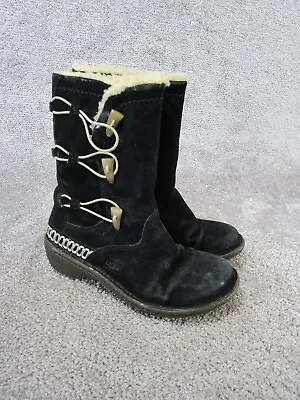 Ugg Boots Womens Size 7 Kona Buckle Black Suede • $34.99