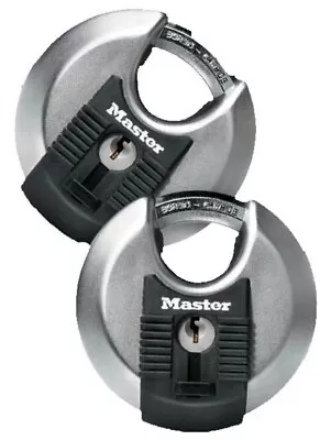 Master Lock Excell Stainless Steel Discus 70mm Padlock Keyed Alike X 2 M40TX • £26.99