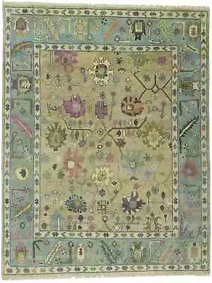 Muted Colors Floral Hand-Knotted 8X10 Oushak Chobi Oriental Rug Bedroom Carpet • $935.77