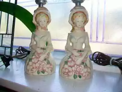 Pair Of Bedroom Lamps Figural Victorian Woman Vintage Lighting • $56.70