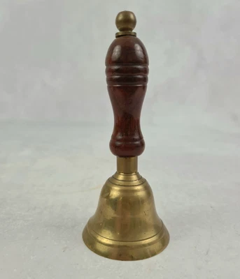£20 • Buy Vintage Brass Wood Teachers Desk Handheld Bell School Reception Dinner 