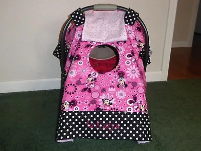 **MINNIE MOUSE**car Seat Canopy W/peekaboo Opening W/OR WITHOUT NAME Handmade  • $60.99